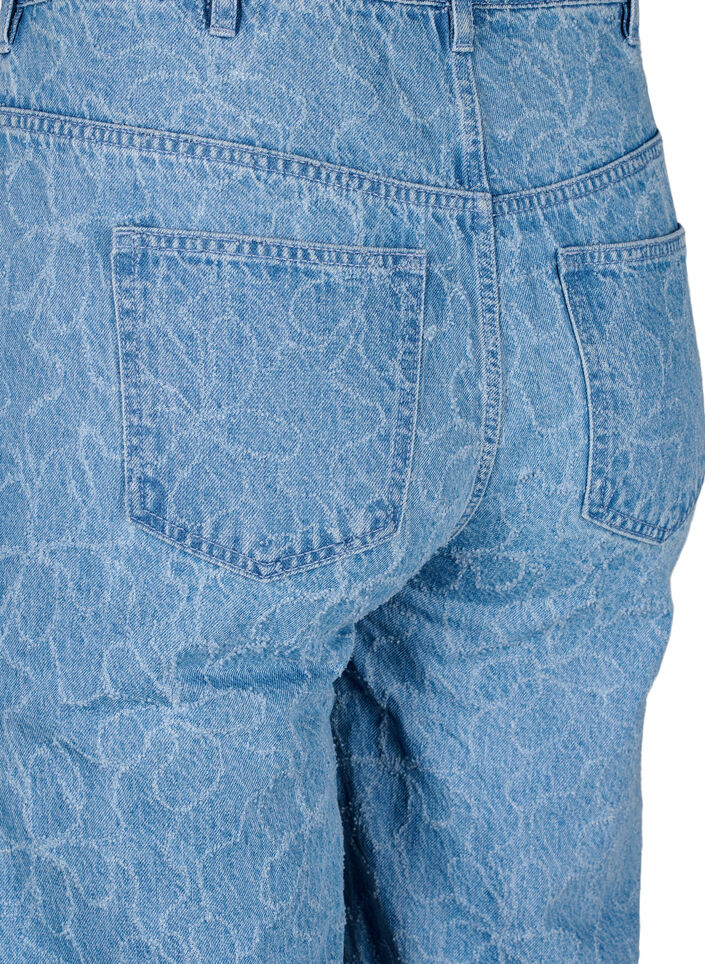 Gemma jeans with a high waist and floral pattern, Light Blue, Packshot image number 3