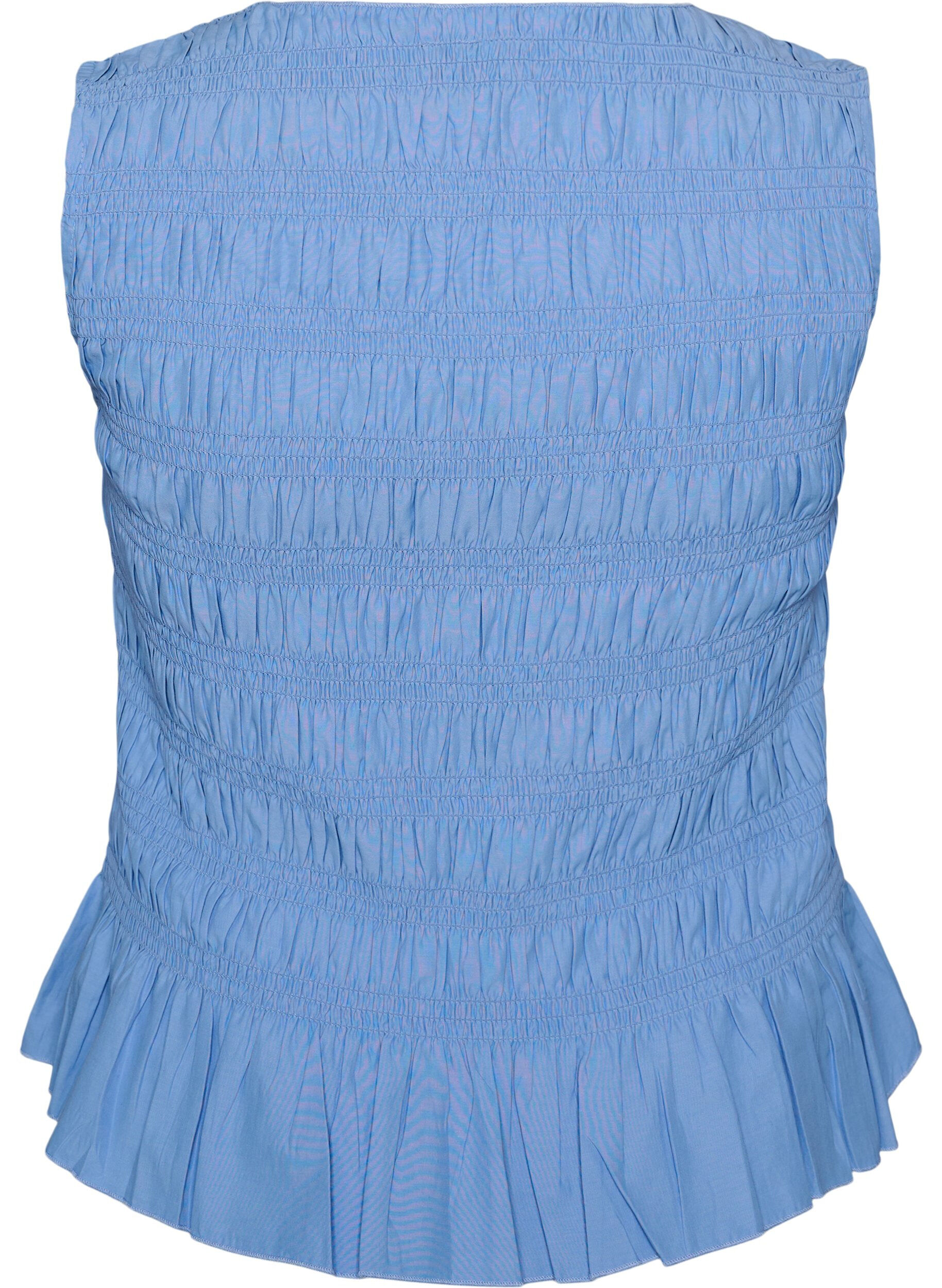 Zizzifashion Smock top with boat neck and peplum hem, Blue, Packshot image number 1