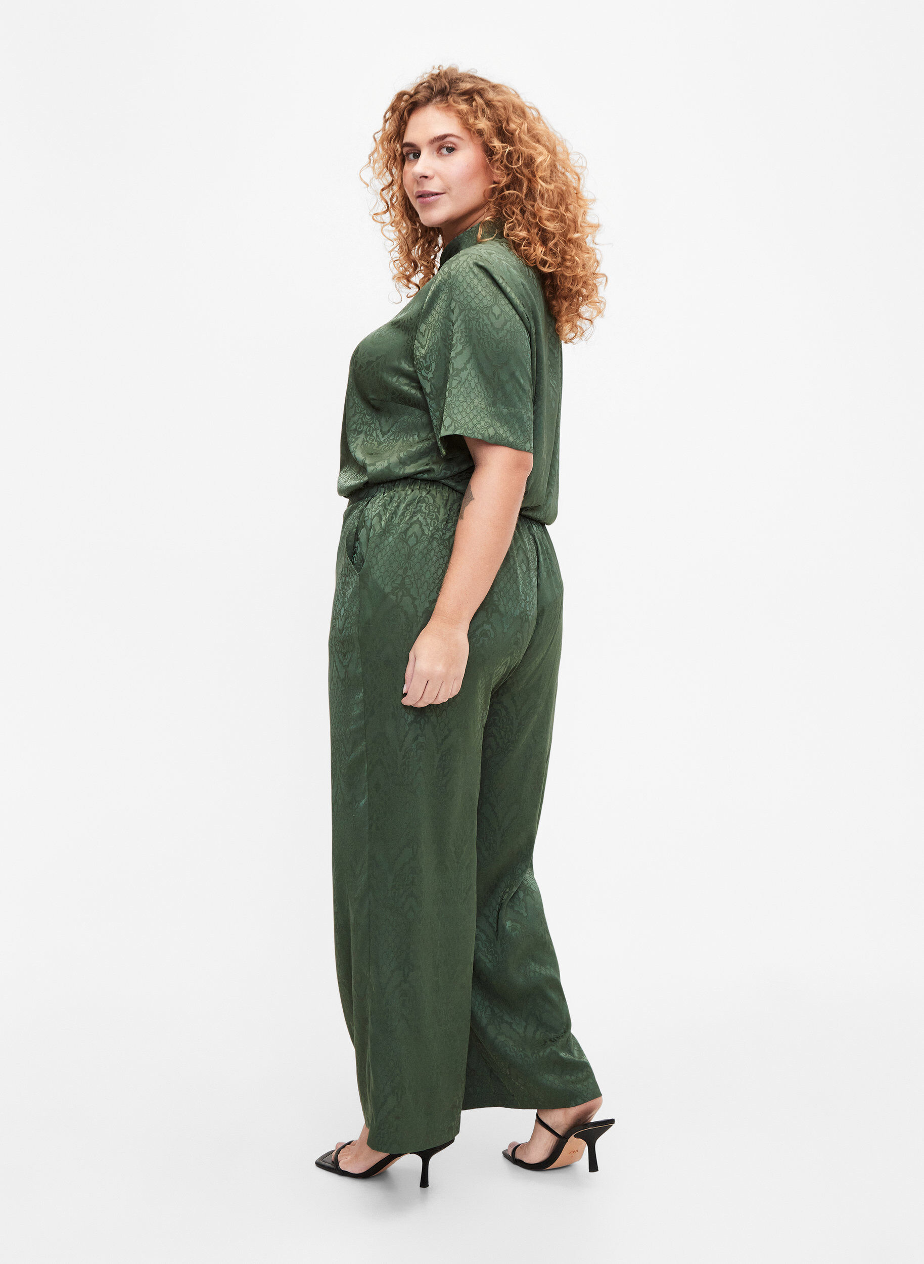 Zizzifashion Trousers with textured pattern, Duck Green, Model image number 1