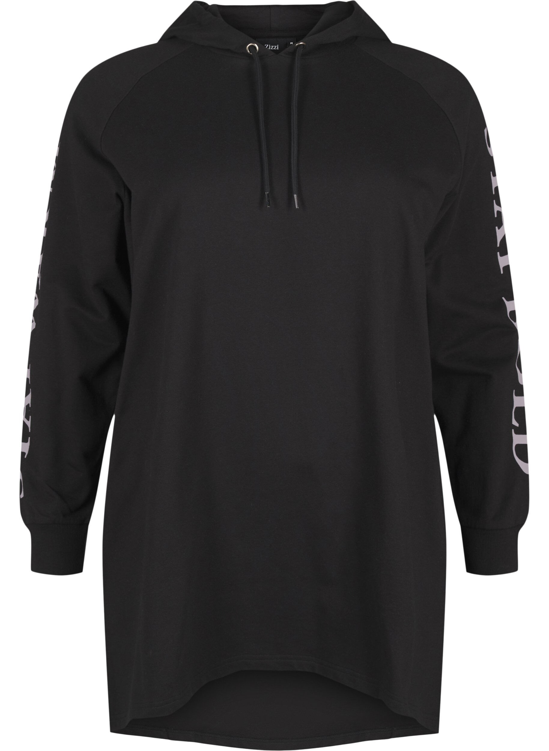 Zizzifashion Oversize sweatshirt with print on the sleeves, Black w. Silver, Packshot image number 0