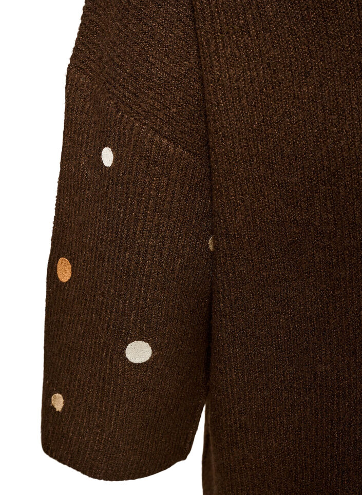 Knitted blouse with small embroidered motifs, Brown, Packshot image number 3