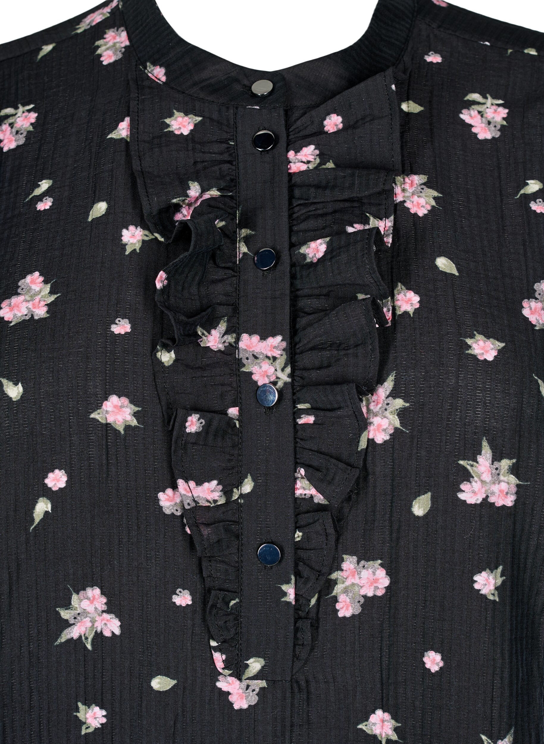 Zizzifashion Floral blouse in lyocell, Black, Packshot image number 2