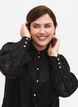 Jacquard shirt with pearl buttons, Black, Model image number 2