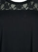 Short-sleeved cotton t-shirt with lace, Black, Packshot image number 2