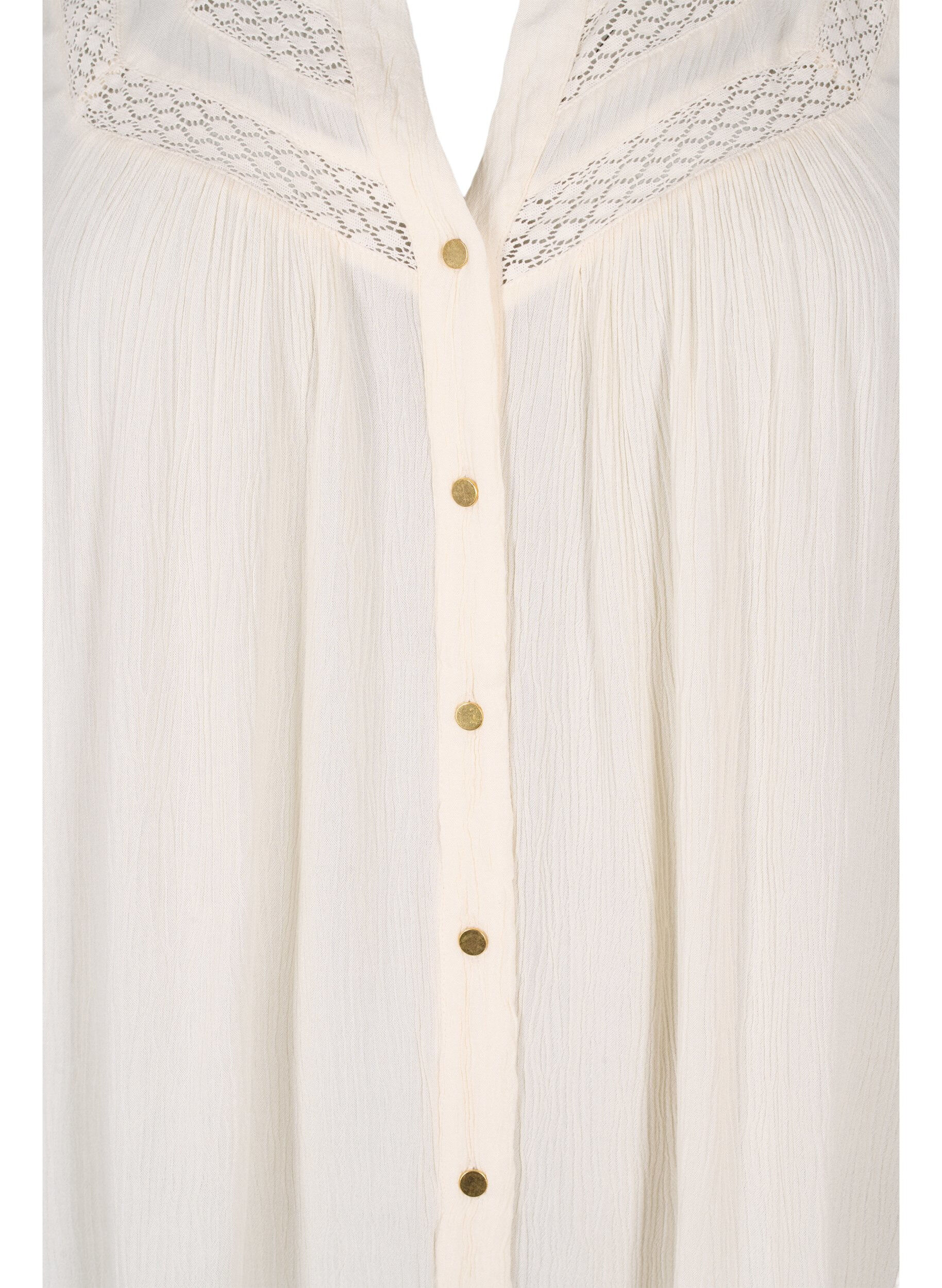 Zizzifashion Sleeveless viscose blouse with crochet detail, Bone White, Packshot image number 2