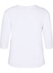 Basic cotton t-shirt with 3/4 sleeves, White, Packshot image number 1