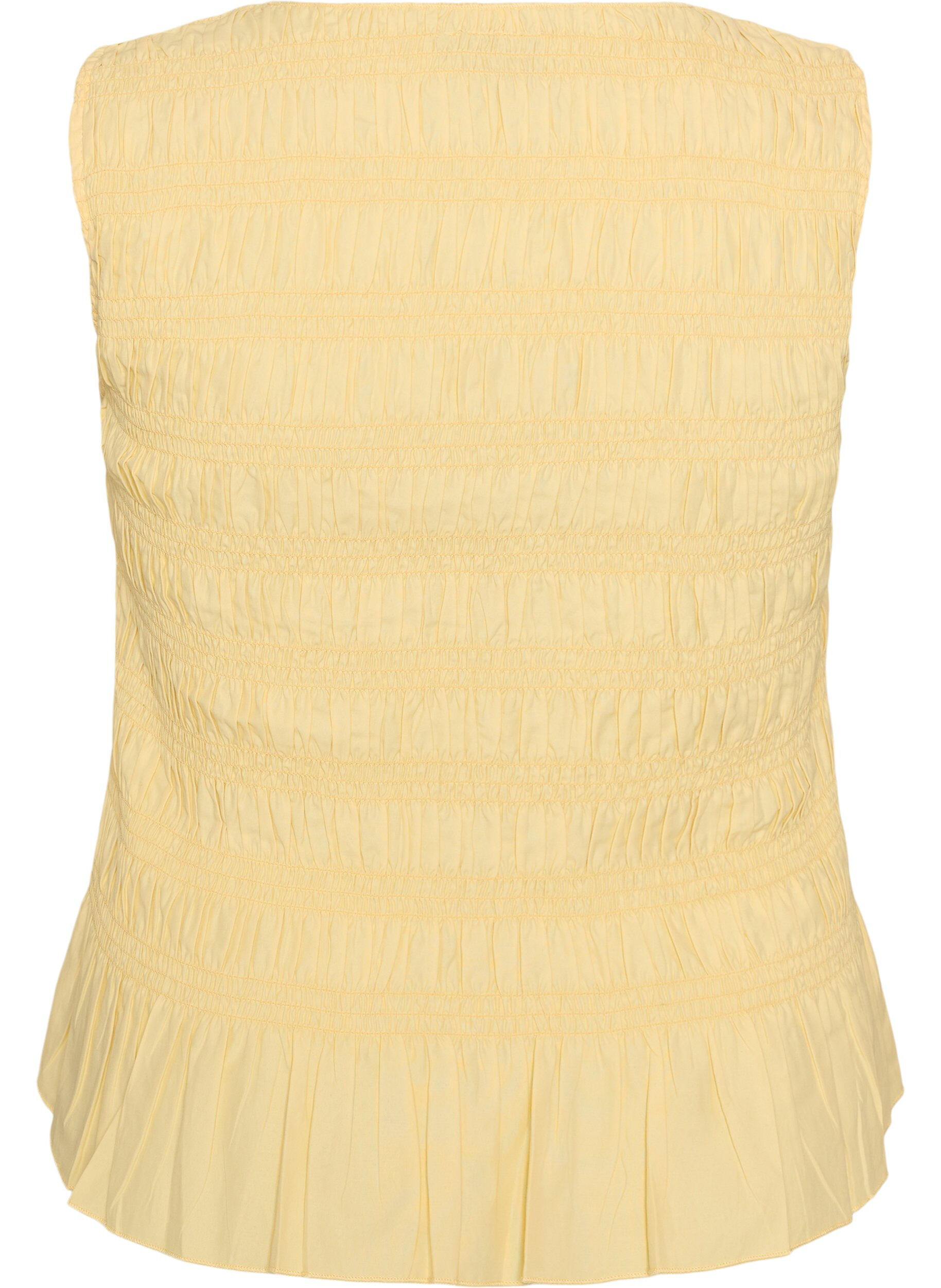 Zizzifashion Smock top with boat neck and peplum hem, Yellow, Packshot image number 1