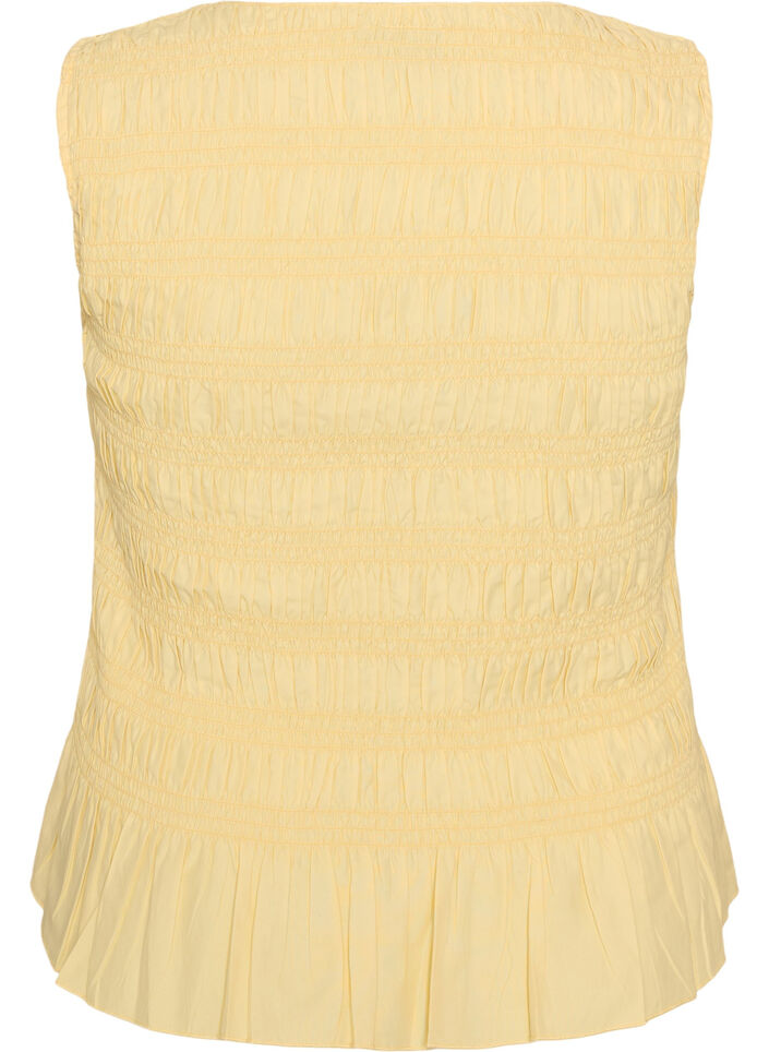 Smock top with boat neck and peplum hem, Yellow, Packshot image number 1