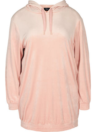 Hooded, velour sweatshirt dress , Rose Smoke, Packshot image number 0