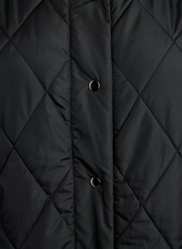 Long quilted gilet with press studs, Black, Packshot image number 2