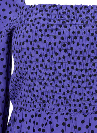 Dotted viscose blouse with smock, R.Blue w. Black Dot, Packshot image number 2