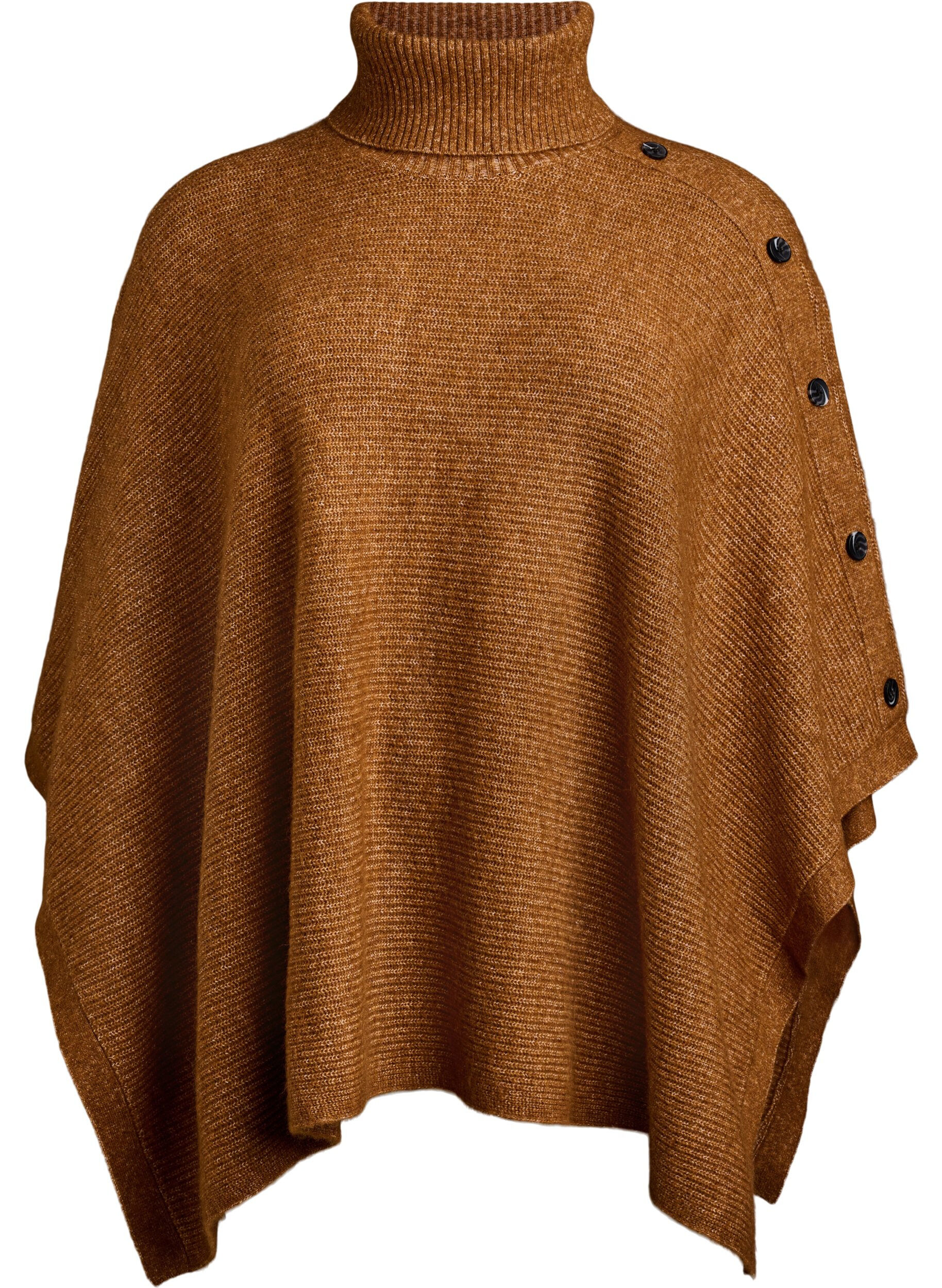 Poncho with turtleneck and button detail