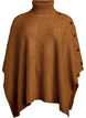 Poncho with turtleneck and button detail, Brown, Packshot image number 0