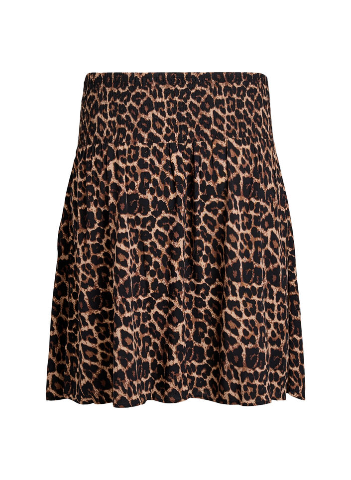 Short skirt with smocked waist, Brown, Packshot image number 1