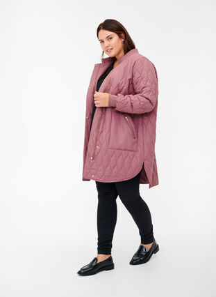 Quilted jacket with pockets, Rose Taupe, Model image number 2