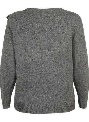 Knitted wool sweater with ruffle detail, Dark Grey Melange, Packshot image number 1