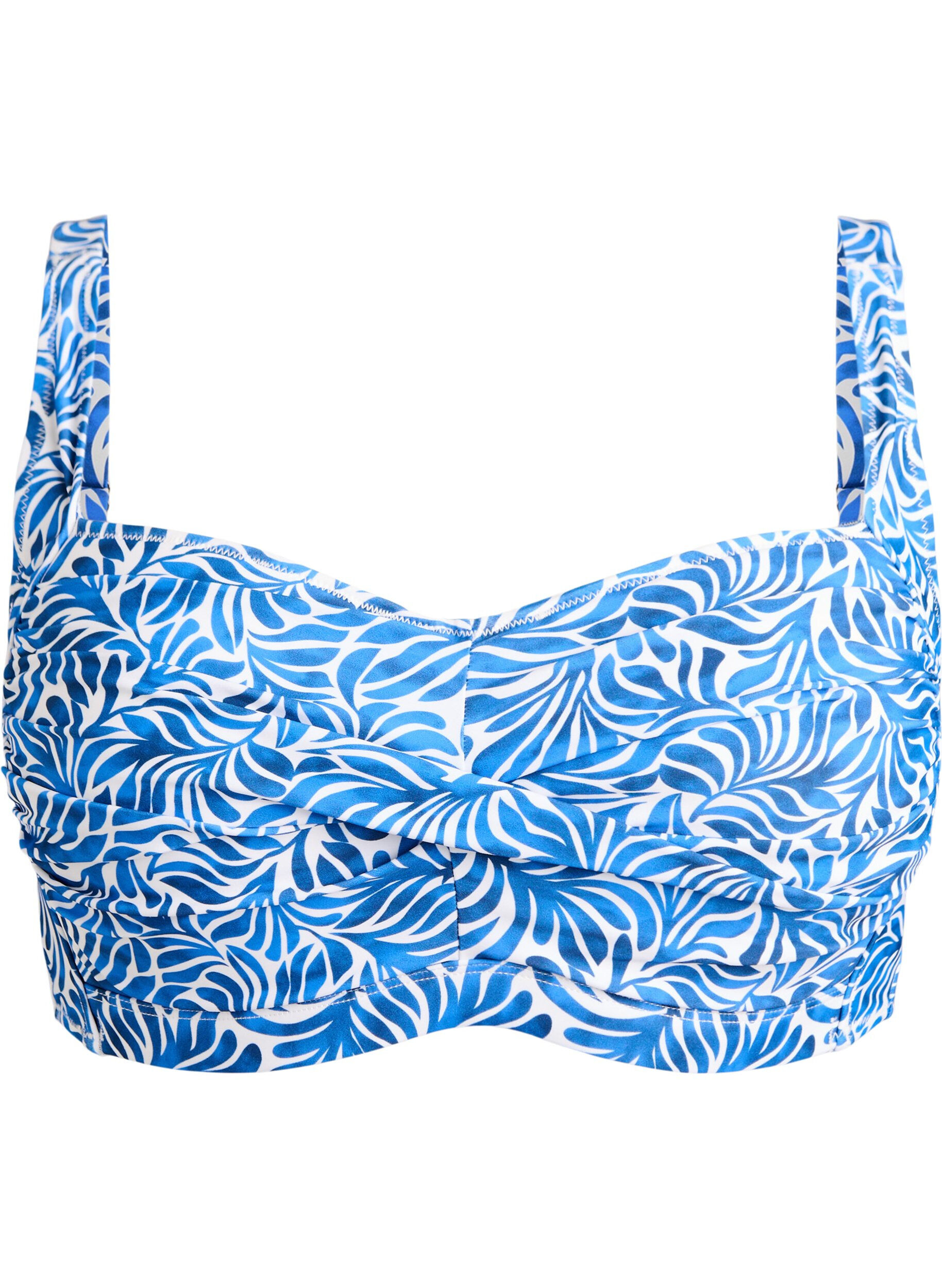 Zizzifashion Bikini top with padding and print, Blue, Packshot image number 0