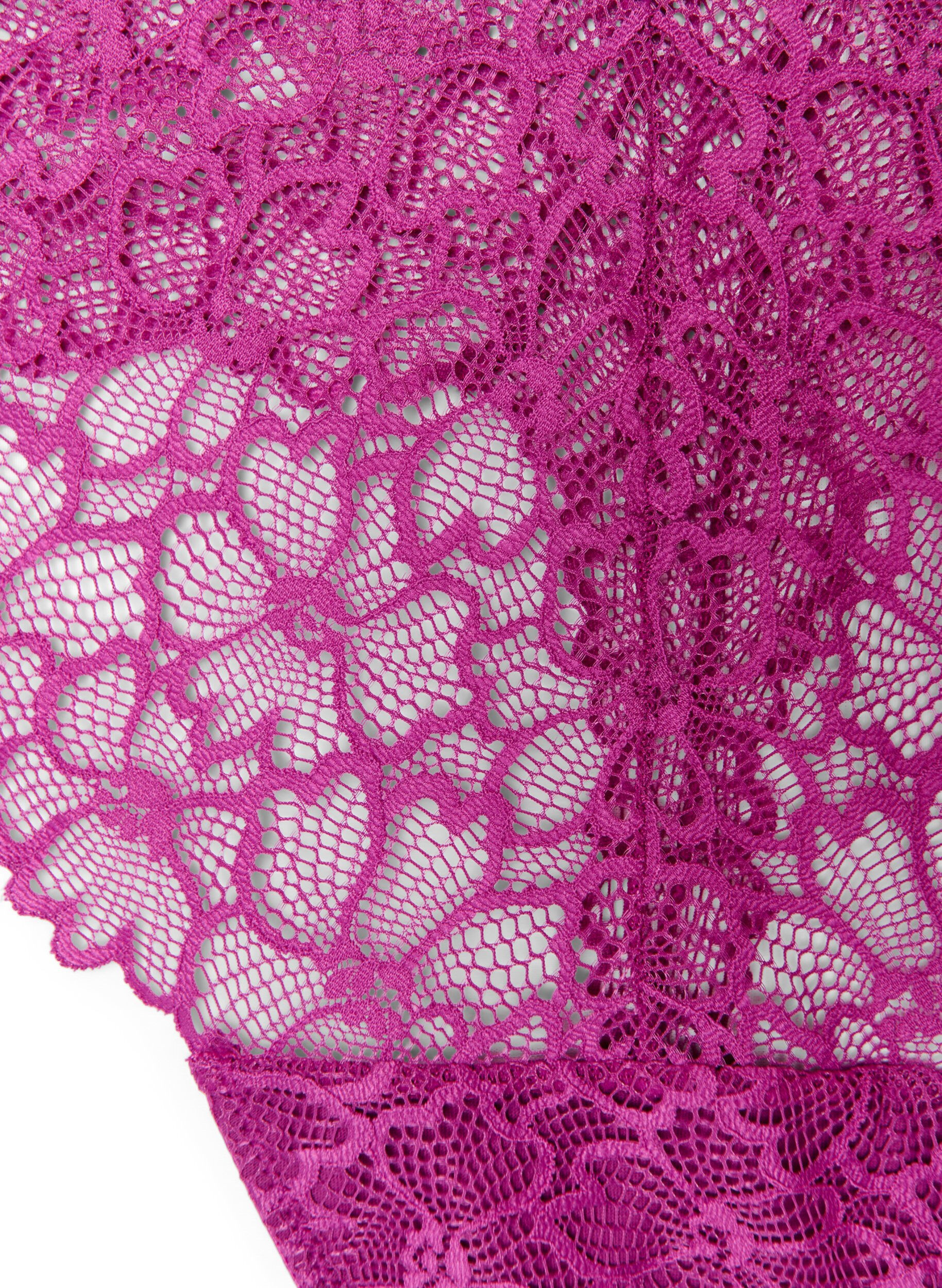 Zizzifashion Floral lace thong with regular waist, Purple, Packshot image number 2