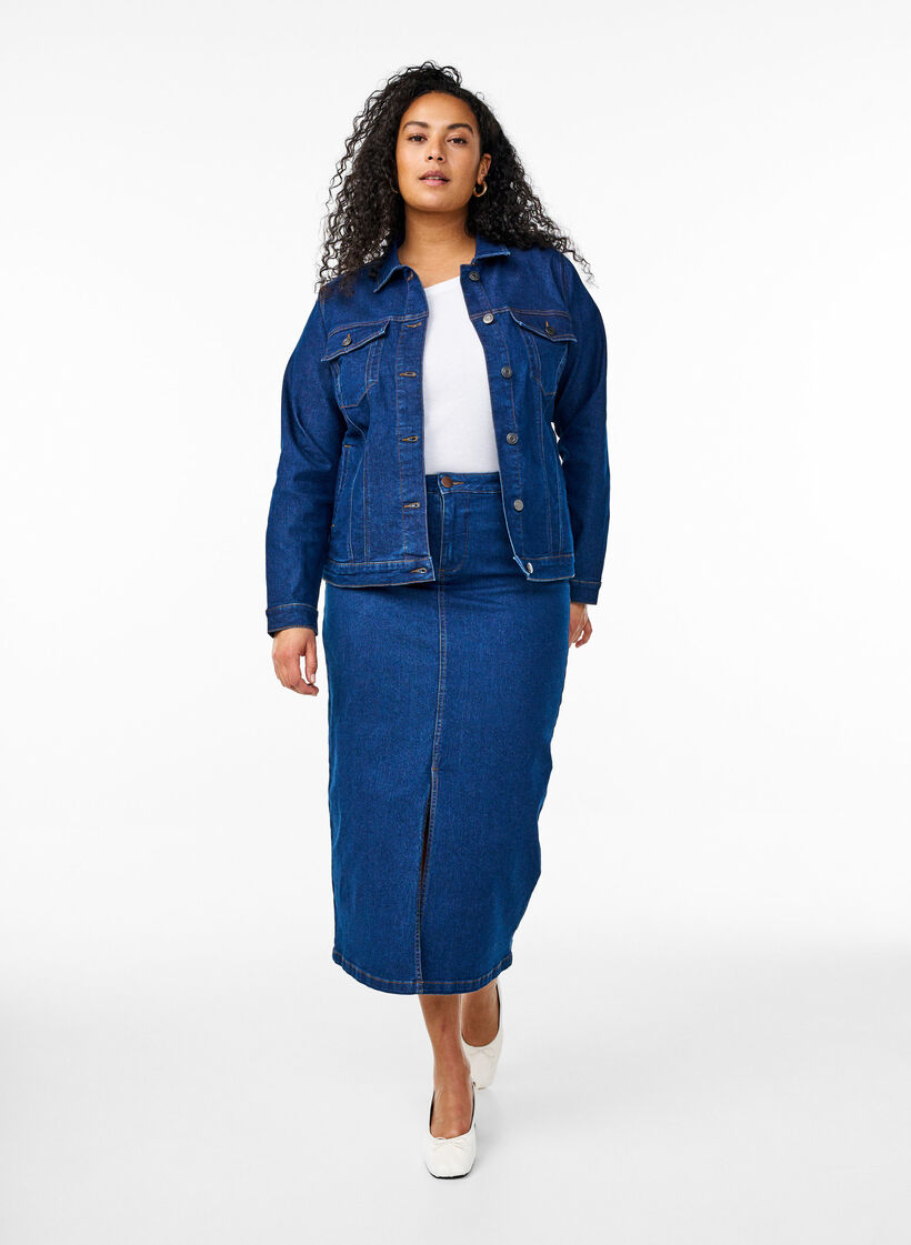 Denim jacket in a stretchy cotton blend, Blue, Model image number 1