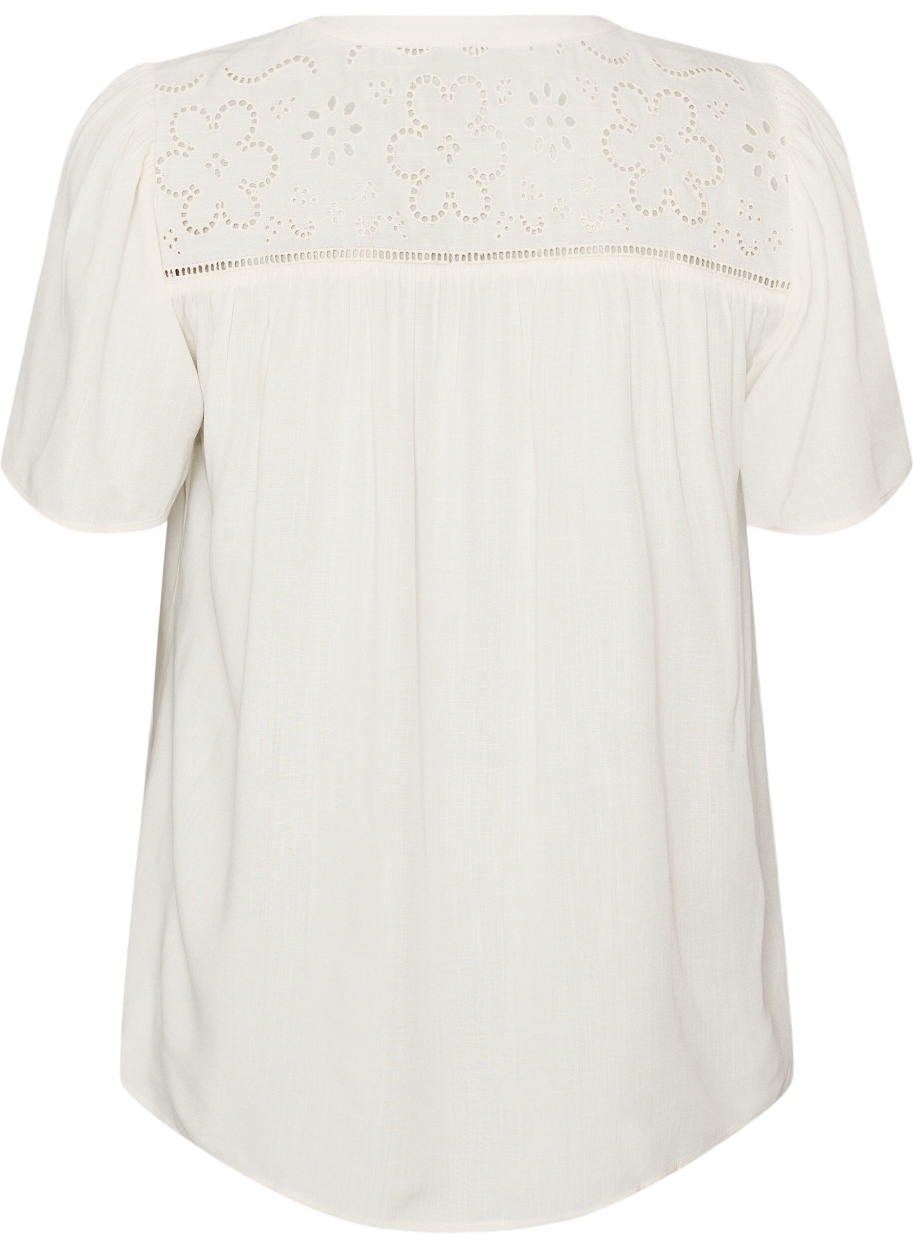 Zizzifashion Blouse in viscose with broderie anglaise, Beige, Packshot image number 1