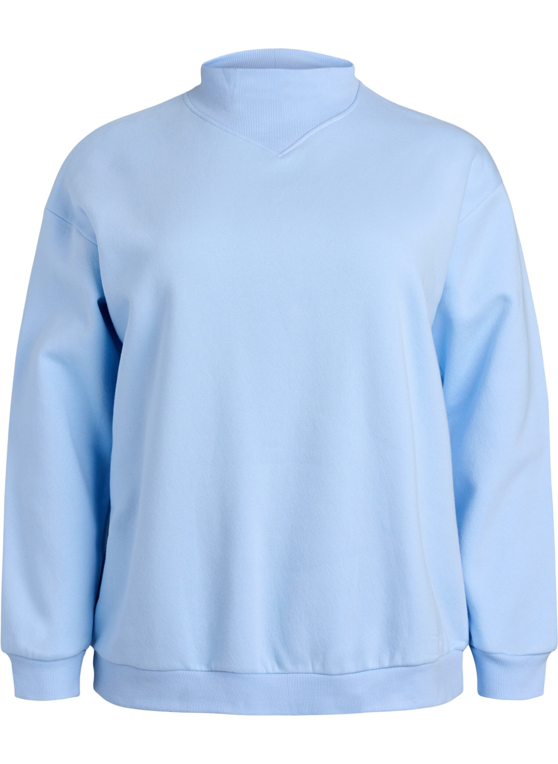 Zizzifashion Sweatshirt with high neck and long sleeves, Light Blue, Packshot image number 0