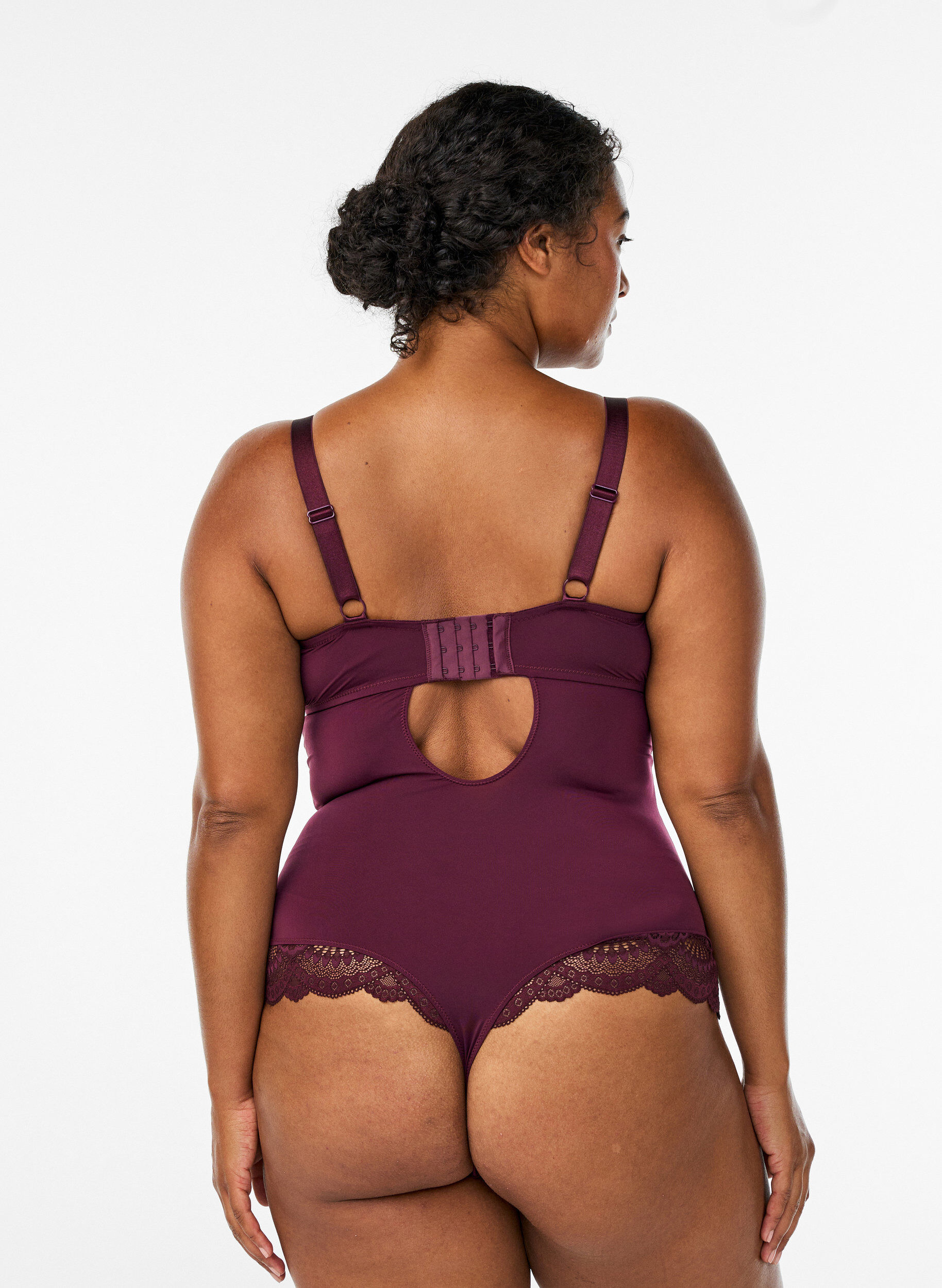 Zizzifashion Underwired lace body with strap detail, Red, Model image number 1