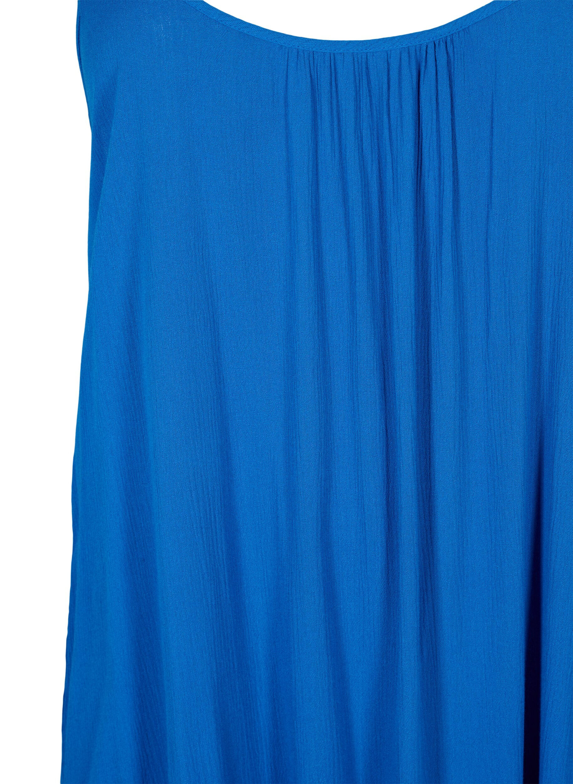 Zizzifashion Solid colour strap dress in viscose, Blue, Packshot image number 2