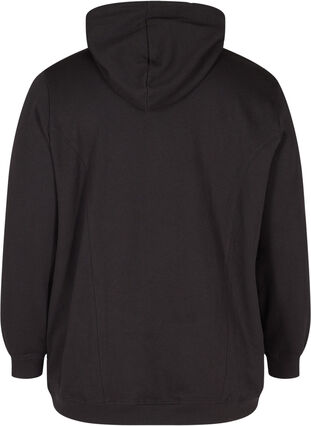 Sweatshirt with a hood and ribbed cuffs, Black, Packshot image number 1
