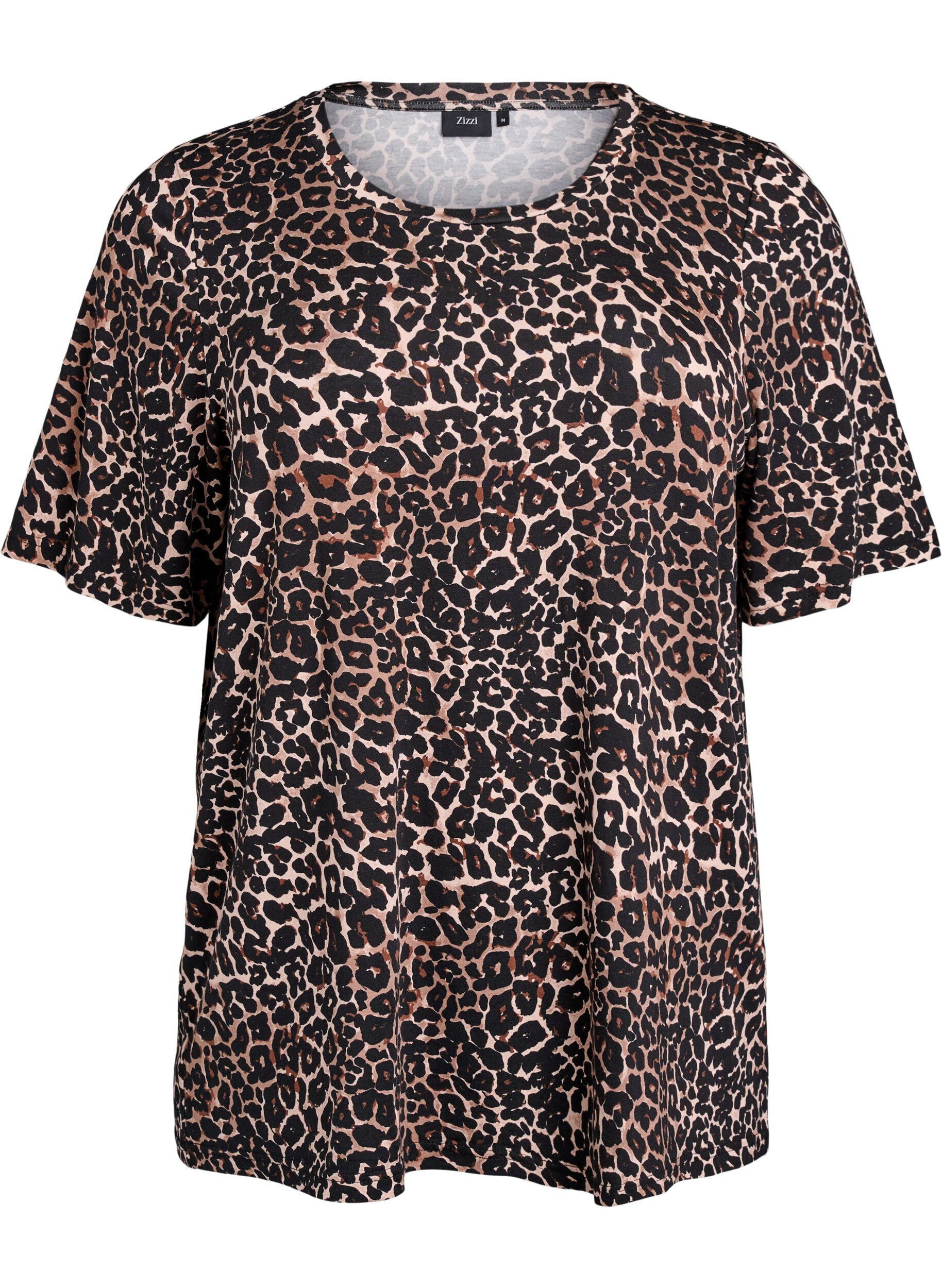 Zizzifashion T-shirt with TENCEL&trade; Lyocell and leopard print, Brown, Packshot image number 0