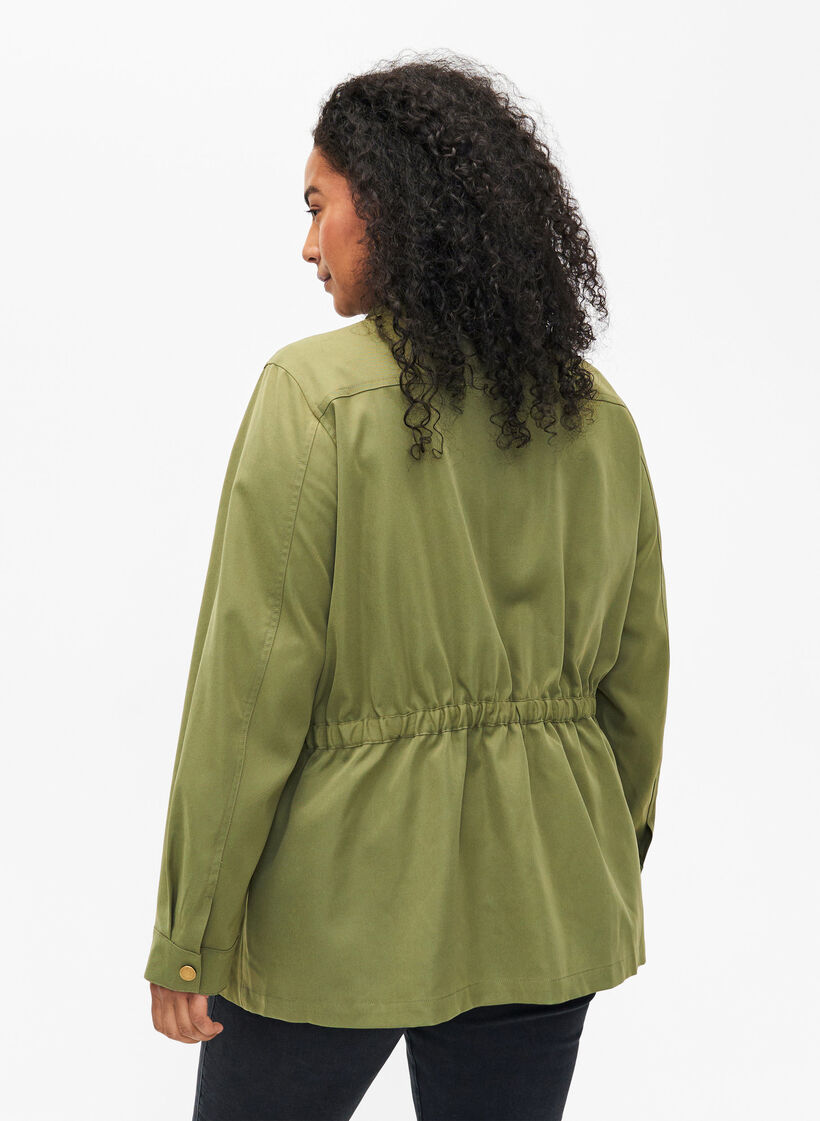 Army jacket with drawstring waist, Aloe, Model image number 1
