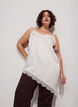 Strappy top with lace and an asymmetrical hem, Vanilla, Model image number 0