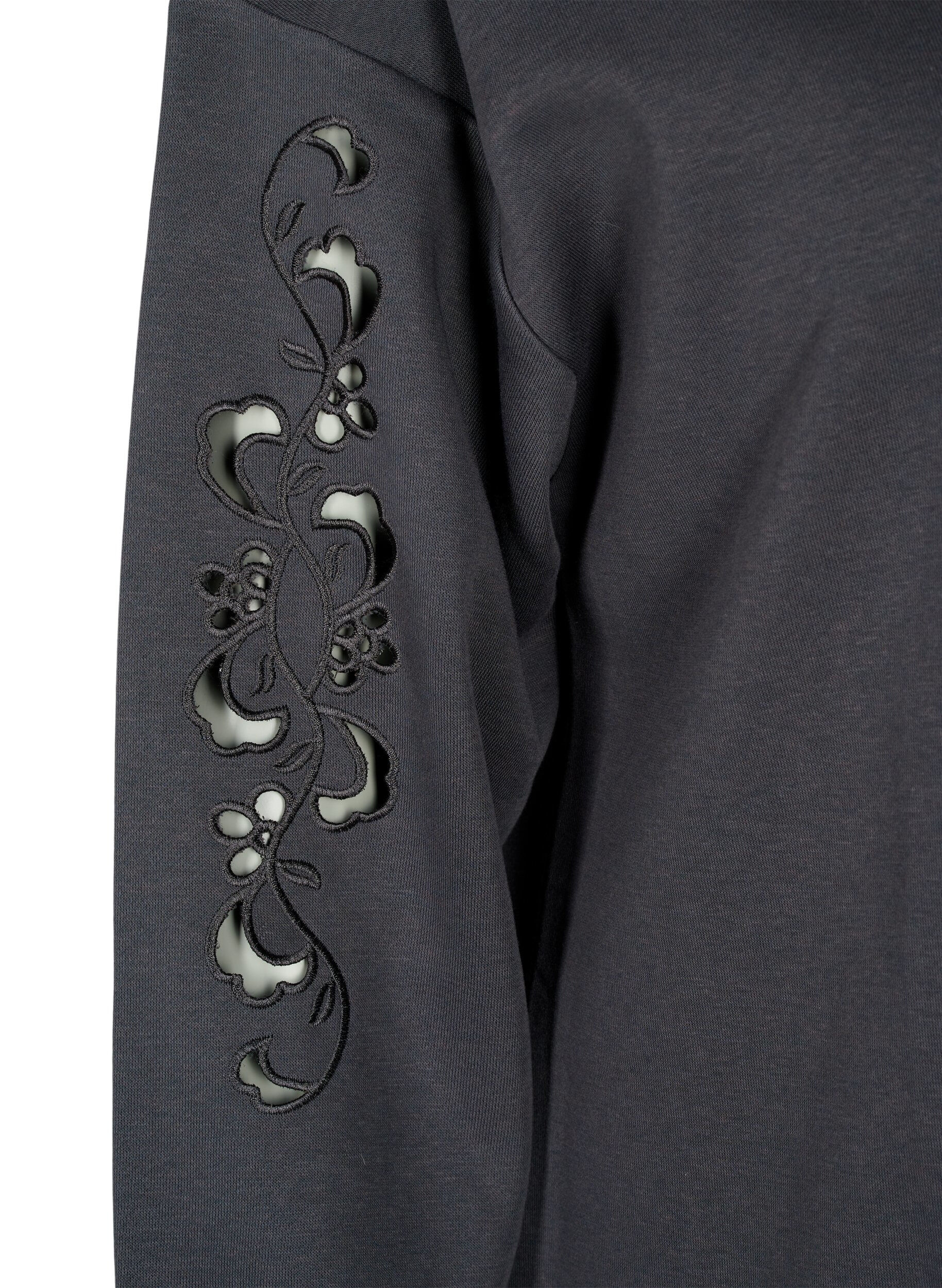 Zizzifashion Sweat dress with embroidered details, Dark Grey, Packshot image number 3