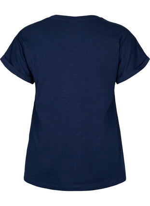 Printed T-shirt in organic cotton, Navy Blazer, Packshot image number 1