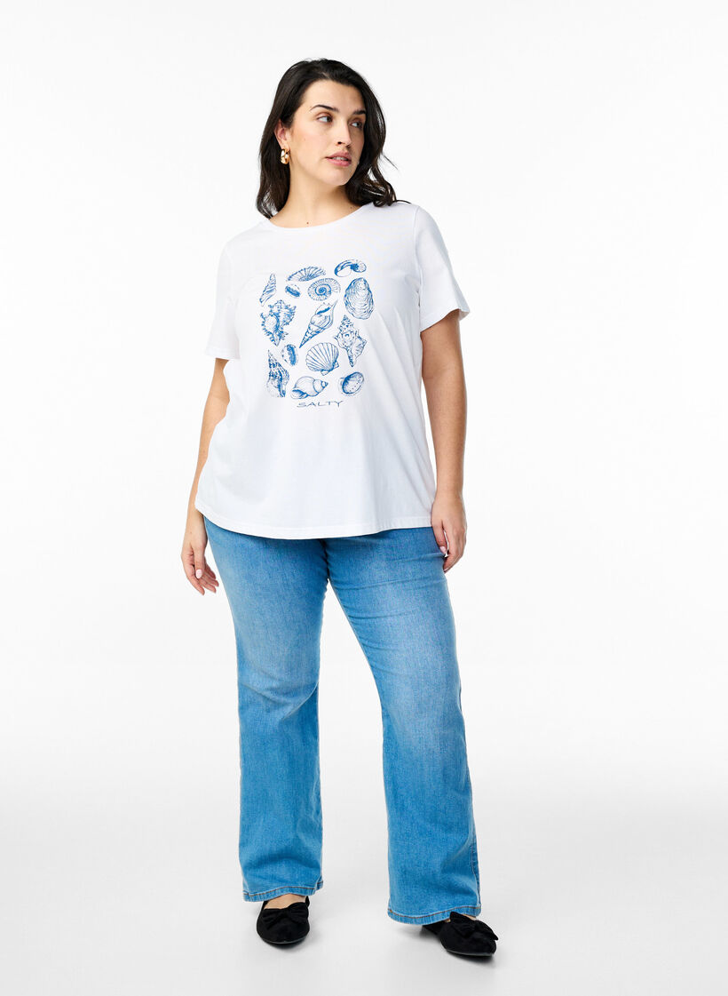 T-shirt with print detail, White, Model image number 1