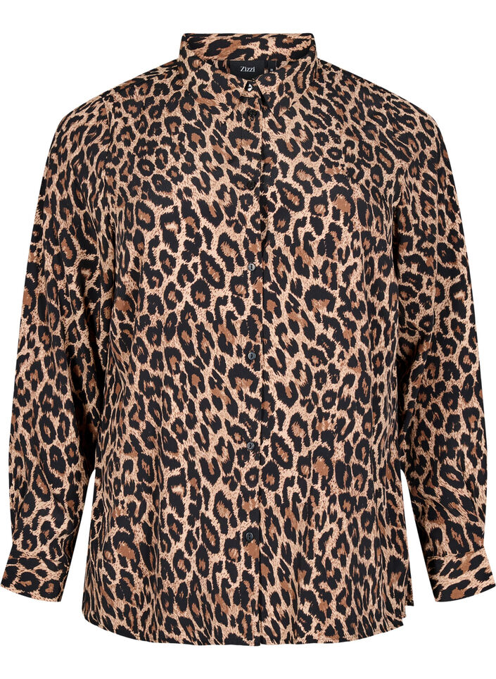 Leopard print shirt, Brown, Packshot image number 0