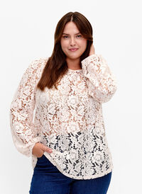 FLASH - Long sleeve lace blouse, Birch, Model
