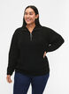 Knitted sweater with high neck and zipper, Black, Model image number 0