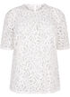 Lace blouse with short sleeves, Bright White, Packshot image number 0