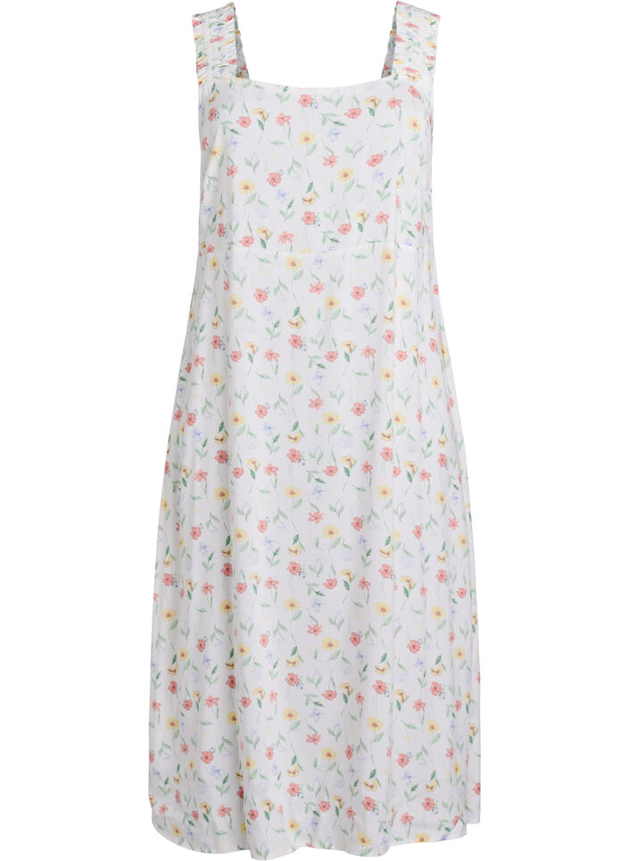 FLASH - Summer dress with wide straps, White, Packshot image number 0