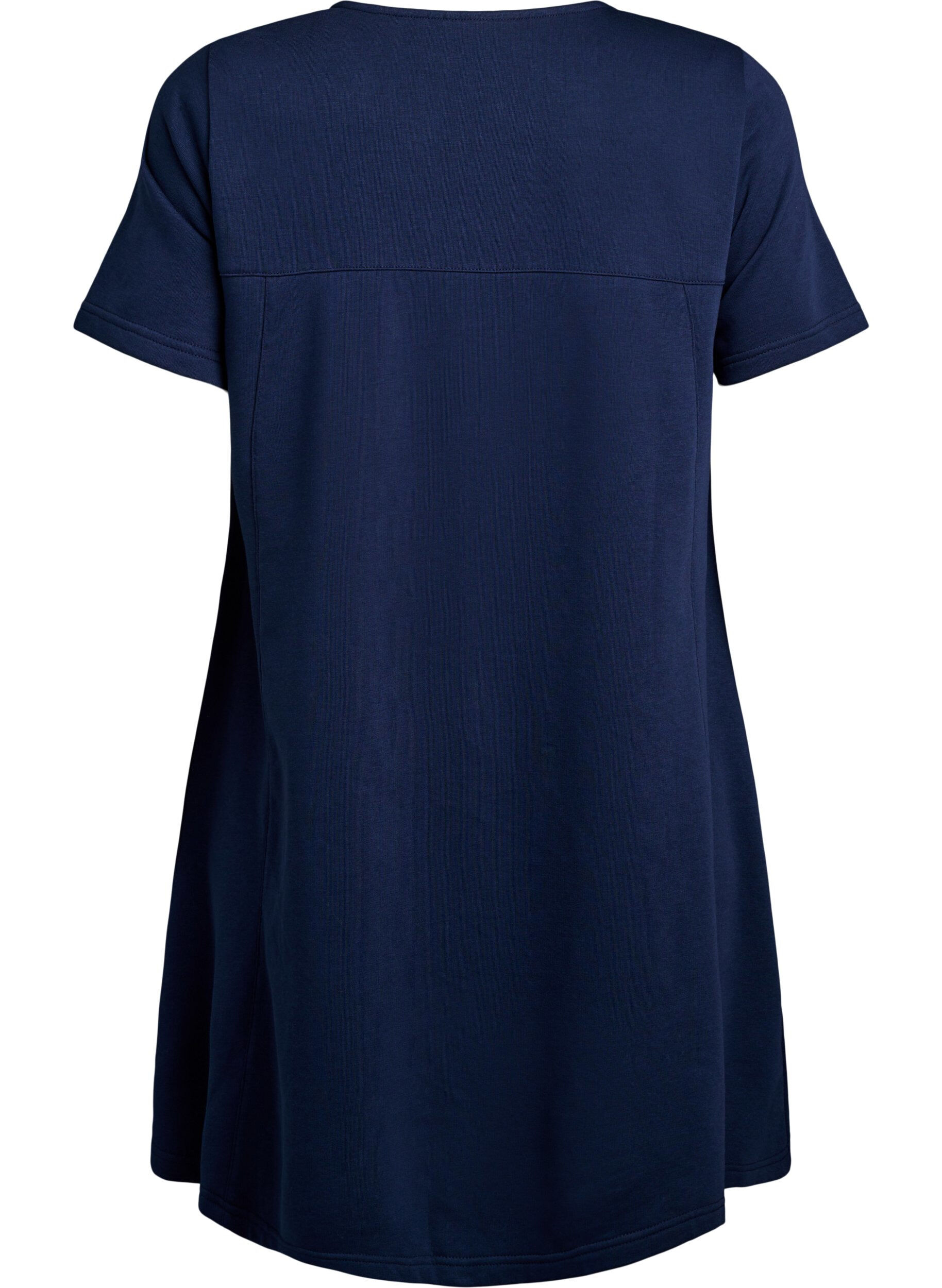 Zizzifashion Jersey dress with short sleeves and pockets, Blue, Packshot image number 1