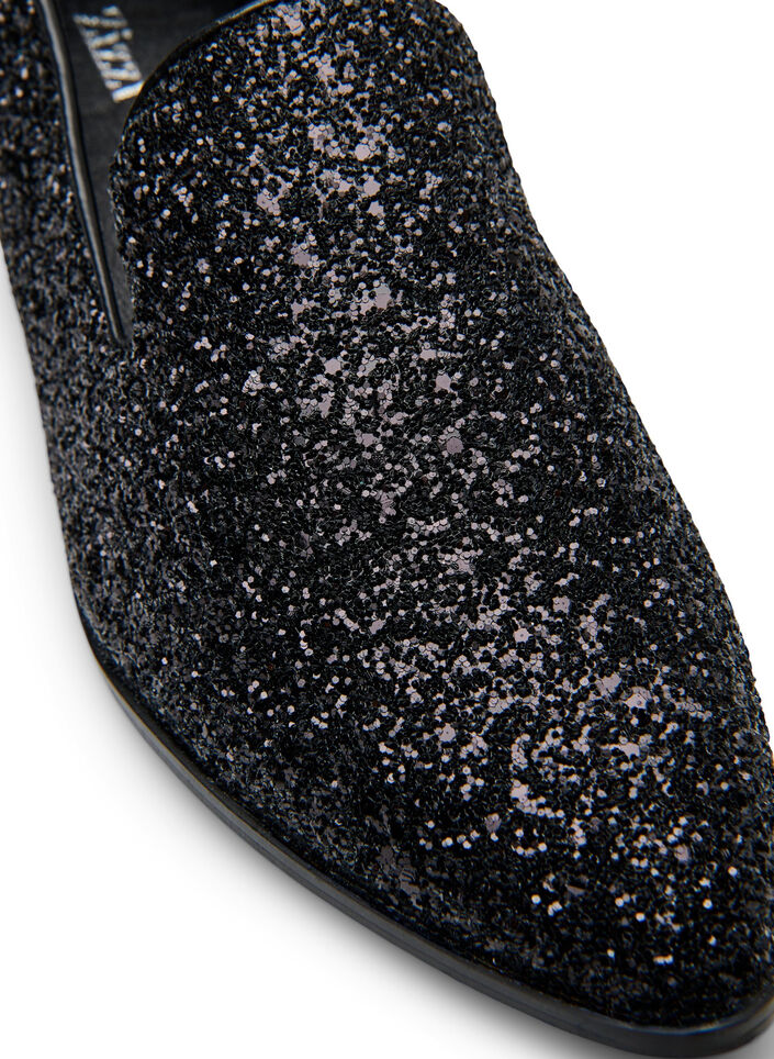 Wide fit - Loafers with glitter, Black, Packshot image number 3