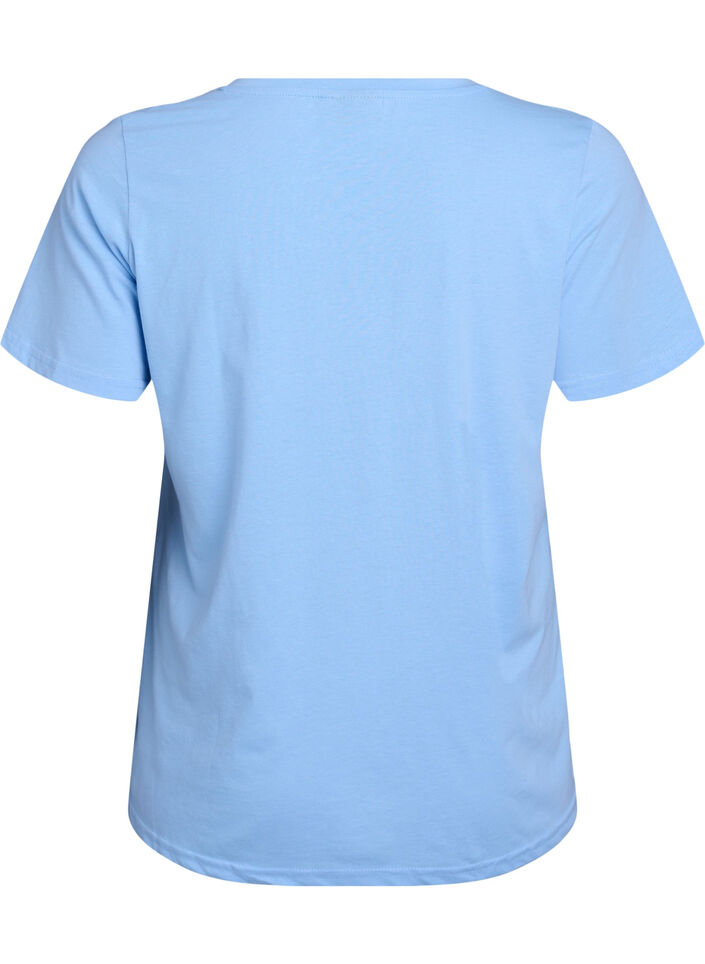 Short-sleeved t-shirt with v-neck, Light Blue, Packshot image number 1