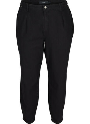 Slouchy fit cotton jeans, Black , Packshot image number 0