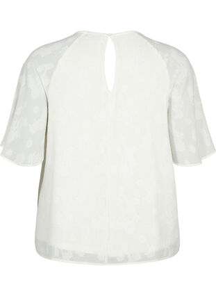 Short-sleeved blouse with structure, Warm Off-white, Packshot image number 1