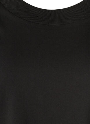 Short-sleeved t-shirt with wide, rib neckline, Black, Packshot image number 2