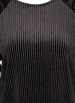 Blouse with ruching and decorative rhinestones, Black w. Silver, Packshot image number 2