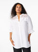 Long viscose shirt with lace detail, Bright White, Model image number 0