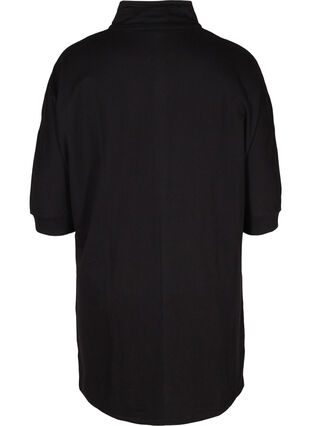 Cotton sweater dress with a zip and 3/4 sleeves, Black, Packshot image number 1