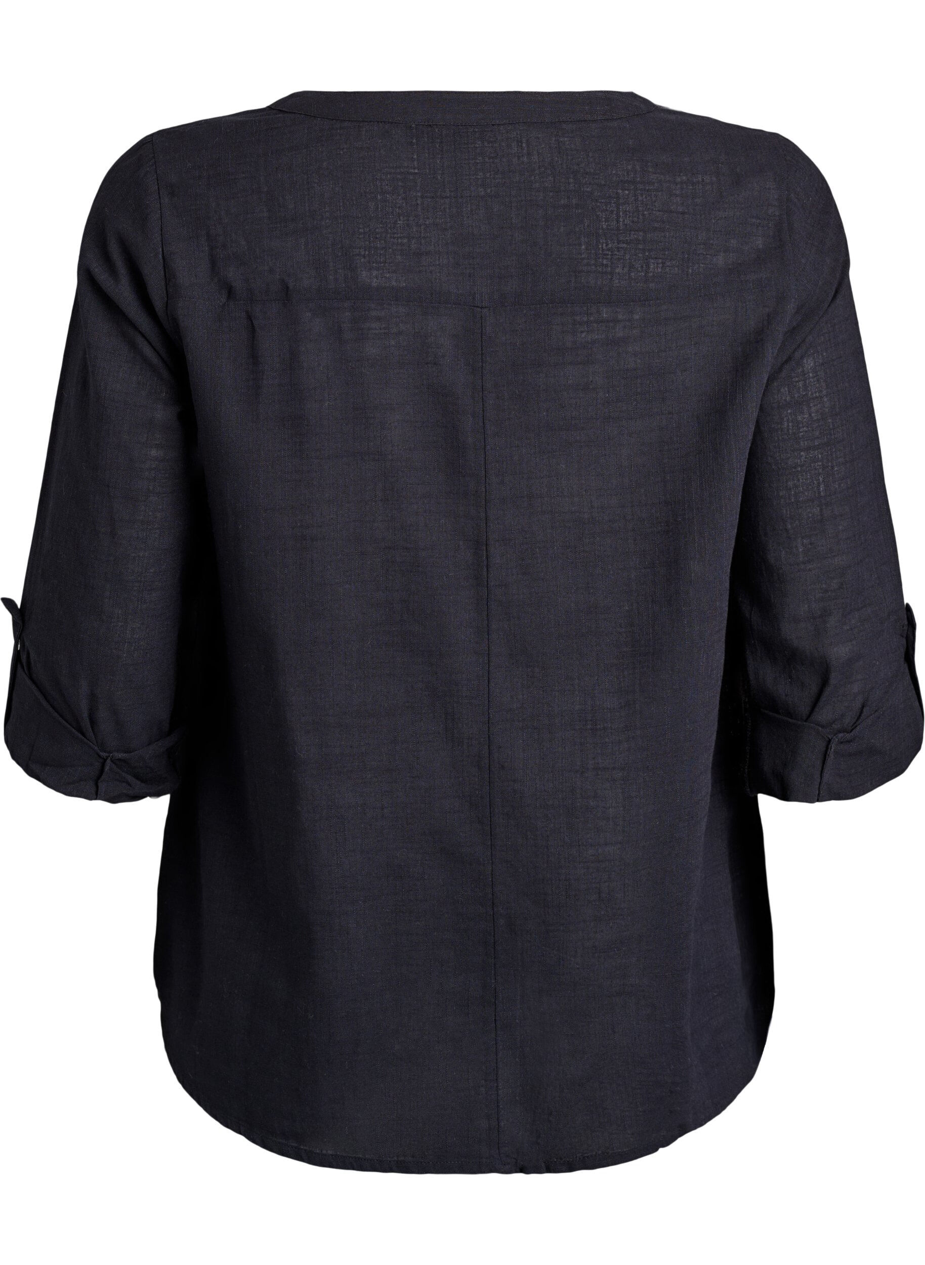 ZizzifashionCotton shirt blouse with V-neck, Black, Packshot image number 1