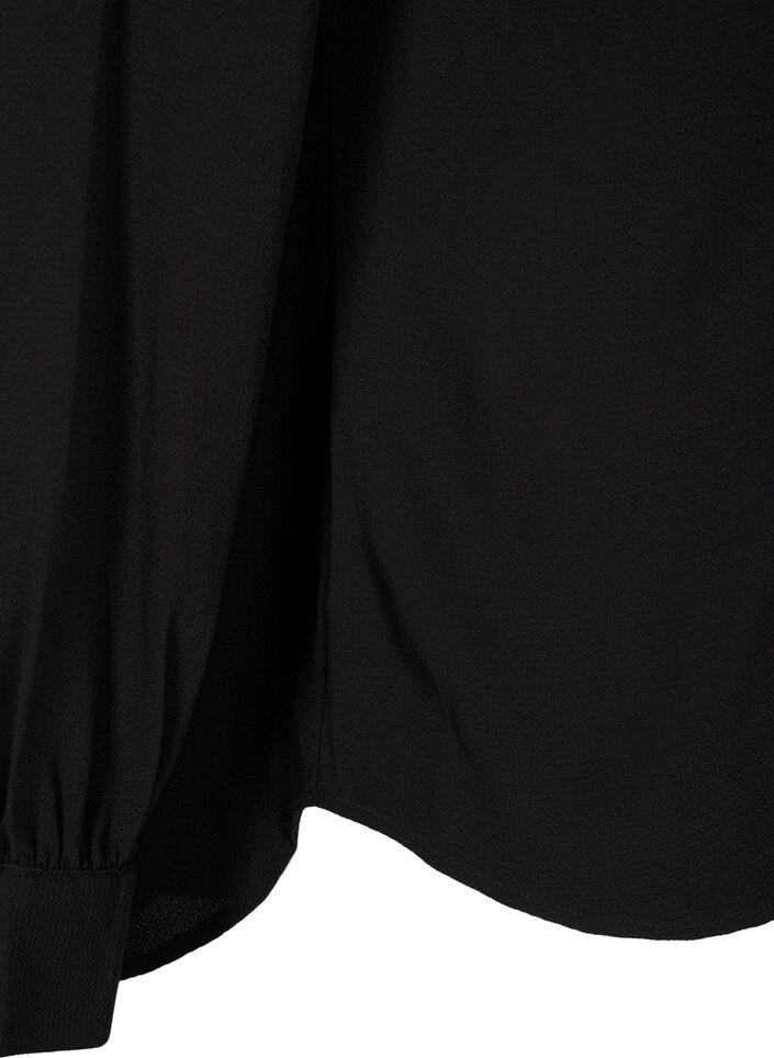 Solid colour shirt with collar, Black, Packshot image number 3